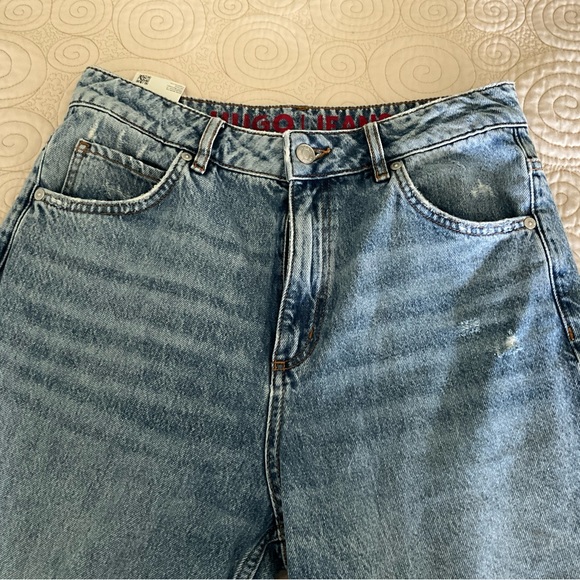 ⭐️⭐️⭐️Sold⭐️⭐️⭐️HUGO BOSS Gisanna Wide Leg Relaxed Fit Jeans Rigid Denim Size 27 - Picture 9 of 10